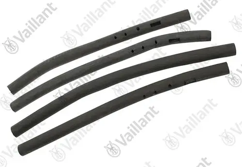 Schwarze Gummidichtungen, in gebogener Form, die für die Isolierung in einem Vaillant-Kompressor-Bauteil verwendet werden. 
